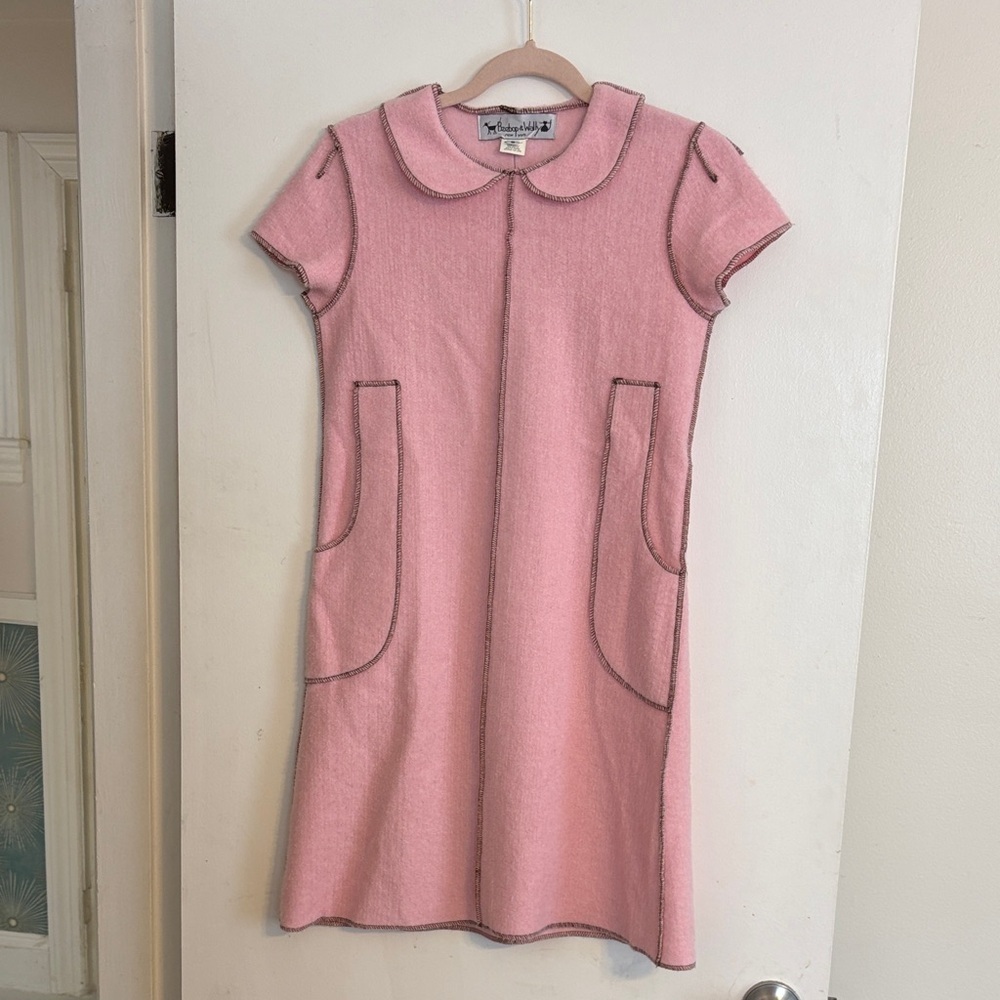 Beebop & Wally New York Pink Felted Dress w/Peter Pan Collar & Pickets. Size S